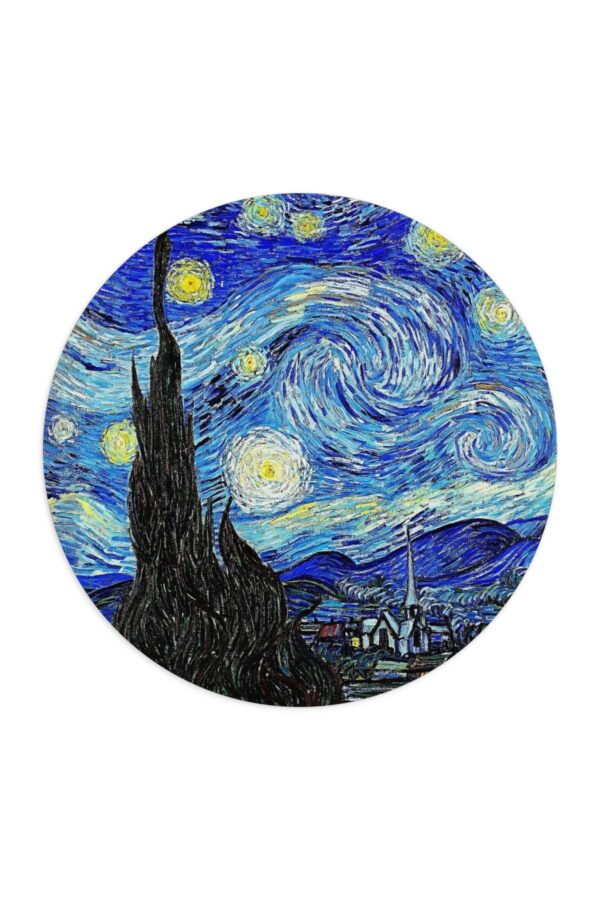 Van Gogh - Yıldızlı Geceler Tablo Baskılı Yuvarlak Mousepad - Görsel 2