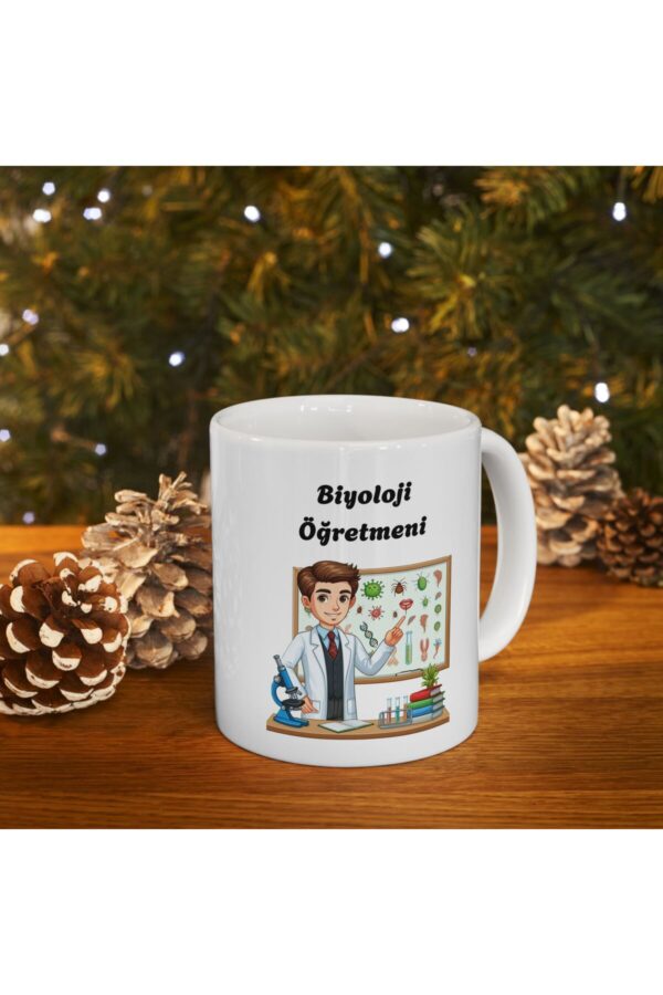Erkek Biyoloji Öğretmeni Hediyelik Baskılı Porselen Beyaz Lüks Kupa Bardak - Görsel 3